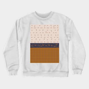 tropical boho tribal grid and plants pattern 1 Crewneck Sweatshirt